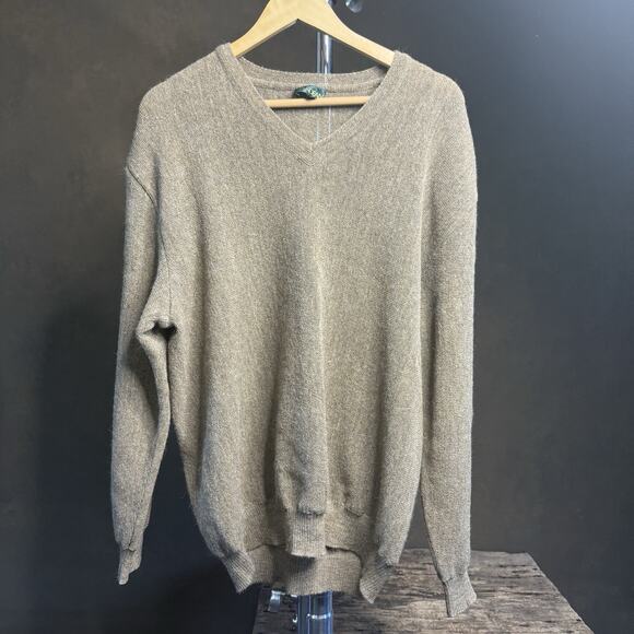 Andean 100% Alpaca Made In Peru Grey /Tan V-neck Puller over Sweater Size XL - Picture 1 of 8